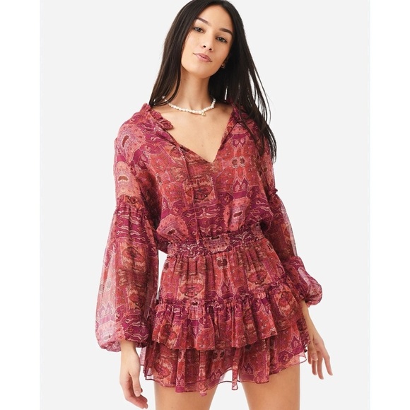 MISA Los Angeles Pink V-Neck Teya Mini Dress NWT - Picture 1 of 10
